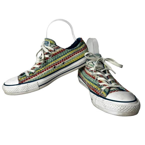 Converse CT Ox Woven Stripe Canvas Womens 8 Low Top Stripe Boho Blue White Red - Picture 2 of 11